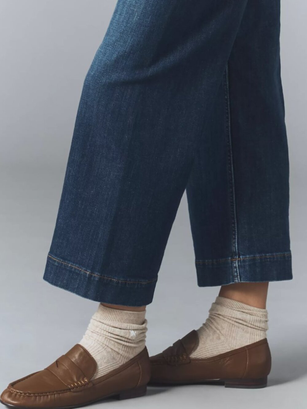 Maeve Anthropologie Colette High-Rise Wide-Leg Cropped Blue Jeans Pockets, sz 27 - Picture 12 of 13